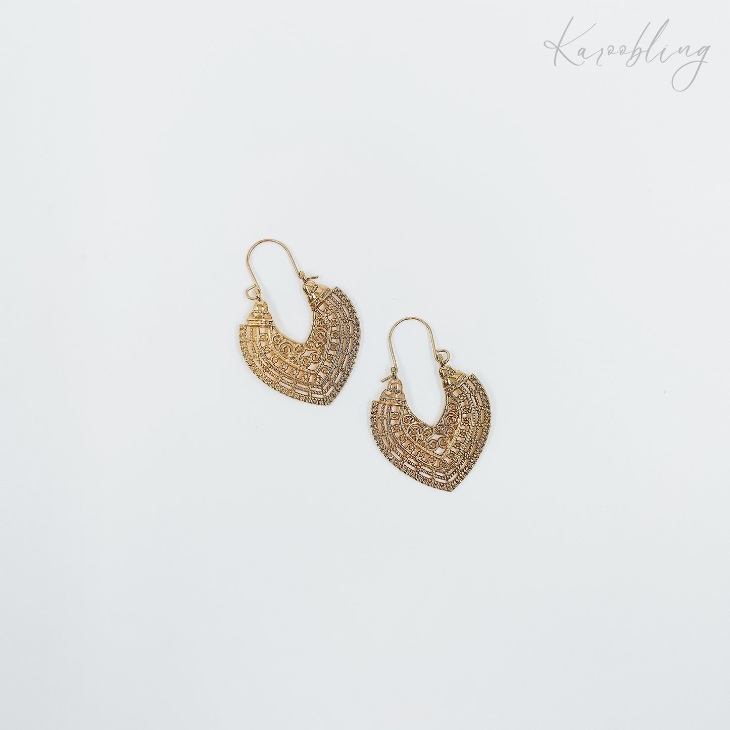 filigree gold plated hoop earrngs