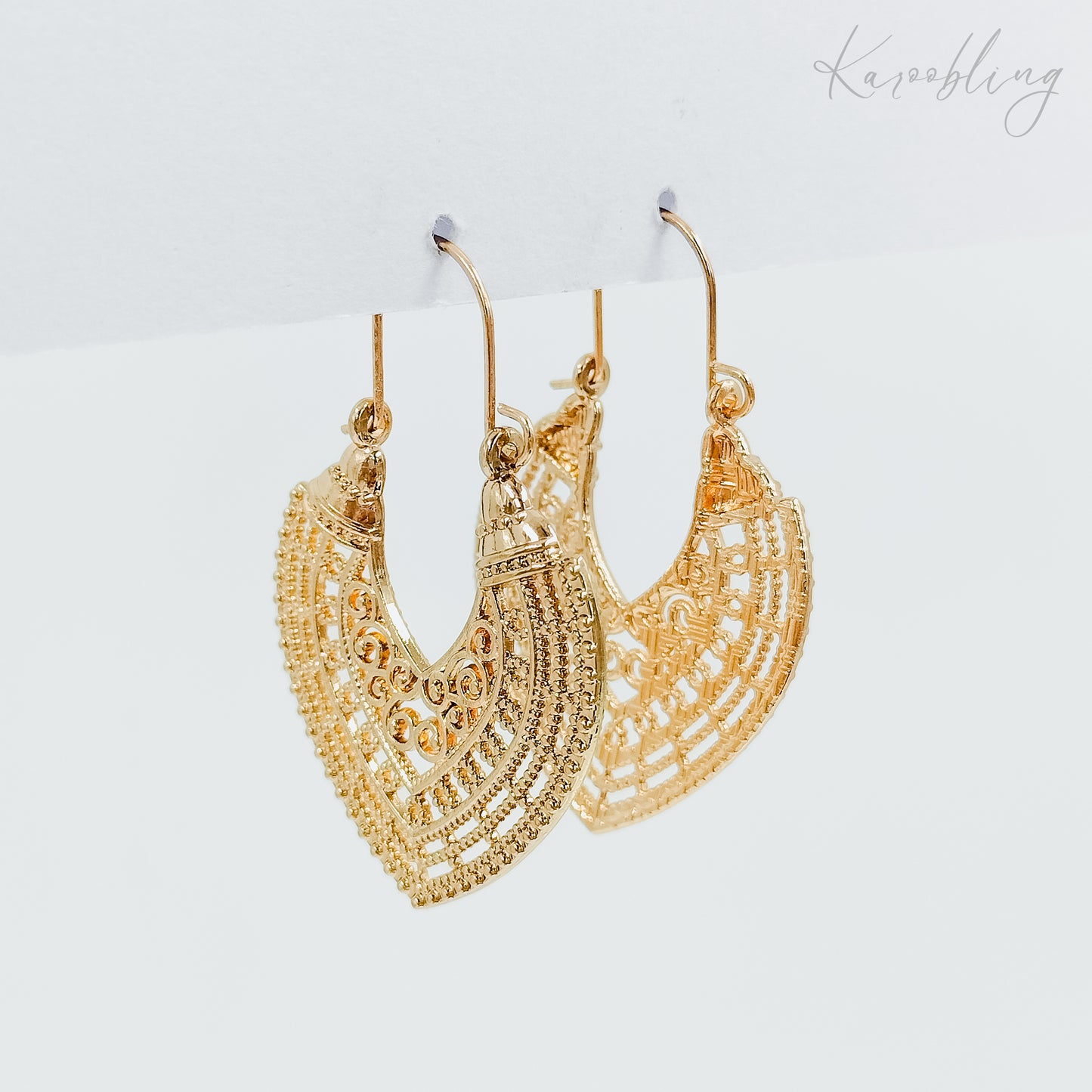 filigree hoop earrings gold plated