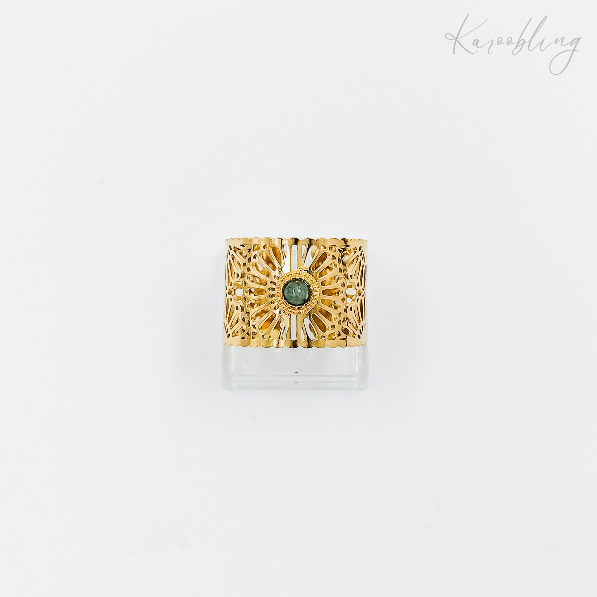 floral cut out gold plated ring (water & tarnish proof)