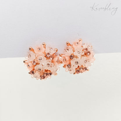 flower ball stud earrings rose gold plated