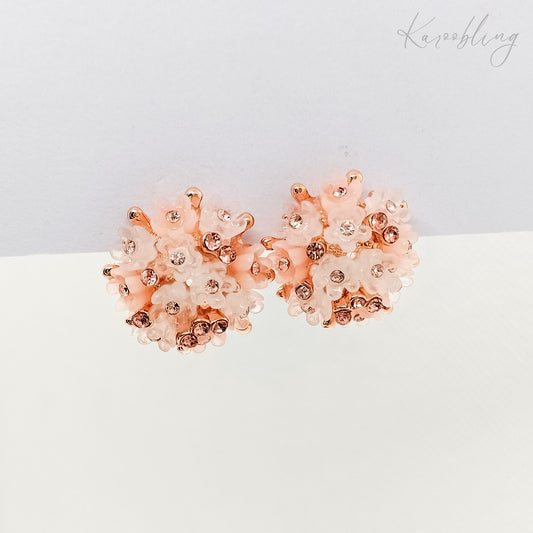 flower ball stud earrings rose gold plated