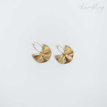 ginkgo gold plated leaf hoop earrings