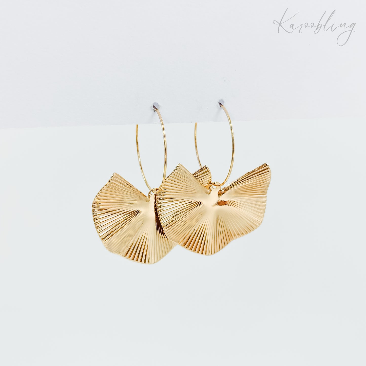 ginkgo leaf hoop earrings gold plated