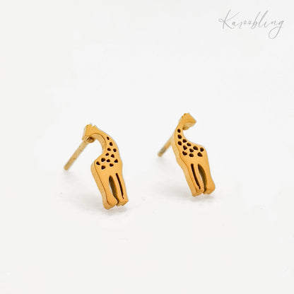 giraffe stud earrings gold plated water & tarnish proof)