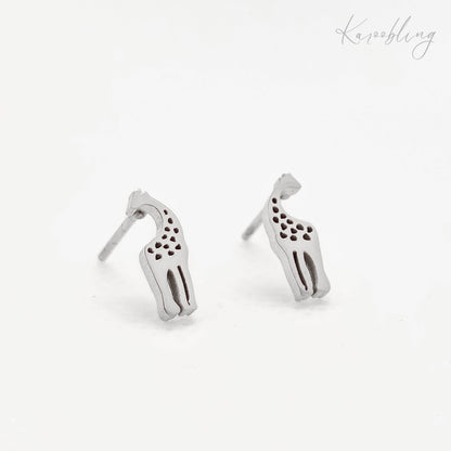 giraffe stud earrings stainless steel (water & tarnish proof)