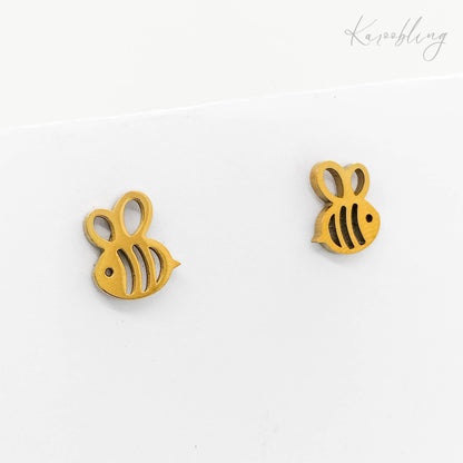 gold-plated bee stud earrings (water & tarnish proof)