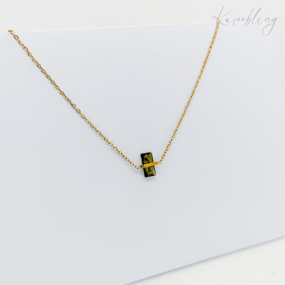 gold-plated olive green gemstone pendant necklace (water &  tarnish proof)