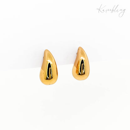 gold-plated small solid teardrop stud earrings (water & tarnish proof)