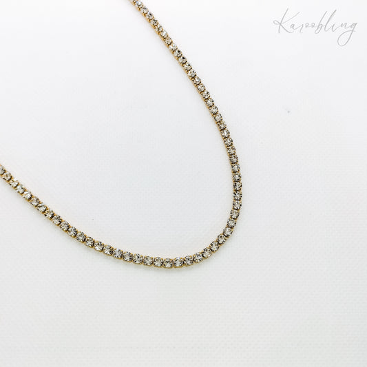 gold-plated tennis necklace 2mm (water & tarnish proof)