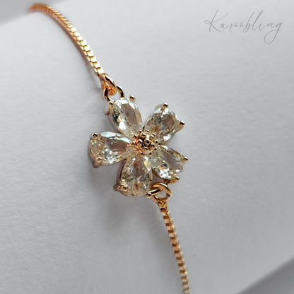 Gold Blooming Petals Bracelet - close up