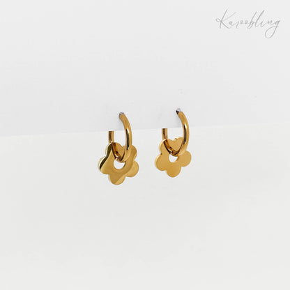 gold flower huggie hoop earrings (water & tarnish proof)