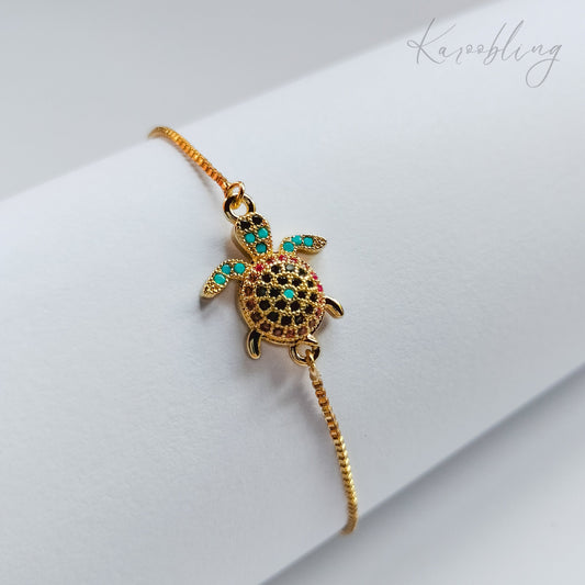 Gold OceanGem Turtle Bracelet