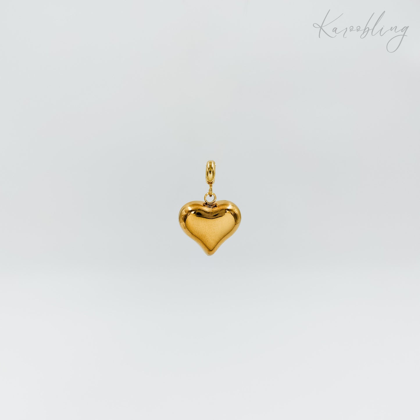 gold plated 3D puffy heart charm (water & tarnish proof)