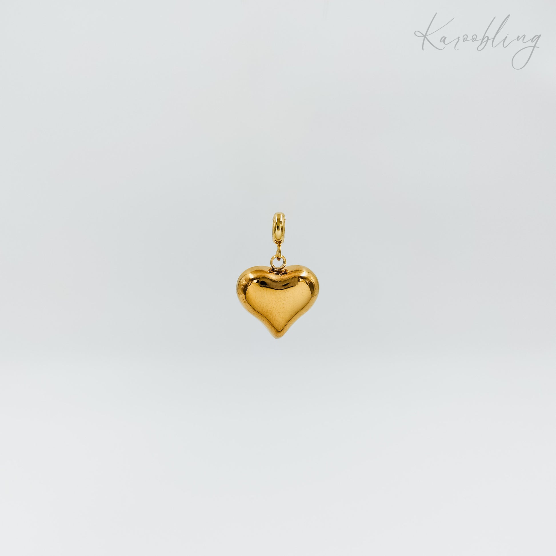 gold plated 3D puffy heart charm (water & tarnish proof)