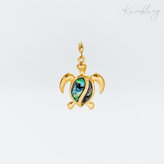 gold plated abalone shell turtle charm (water & tarnish proof)