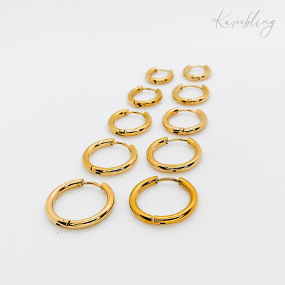 gold plated basic huggie hoop earrings (water & tarnish proof)