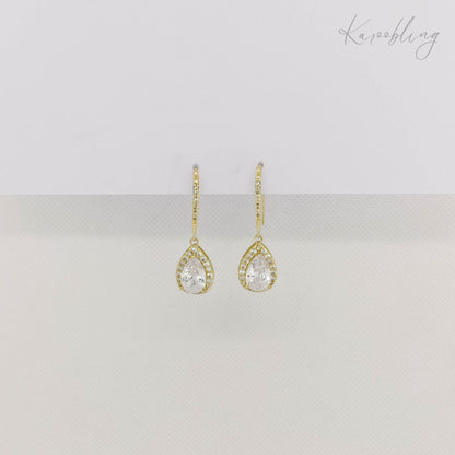 gold plated bridal earrings teardrop