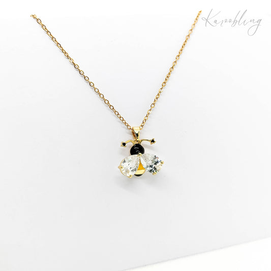 gold plated bumble bee necklace (water & tarnish proof)