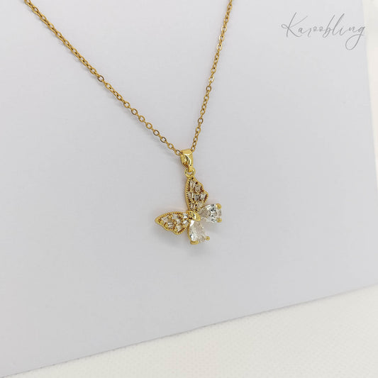 gold plated butterfly pendant necklace