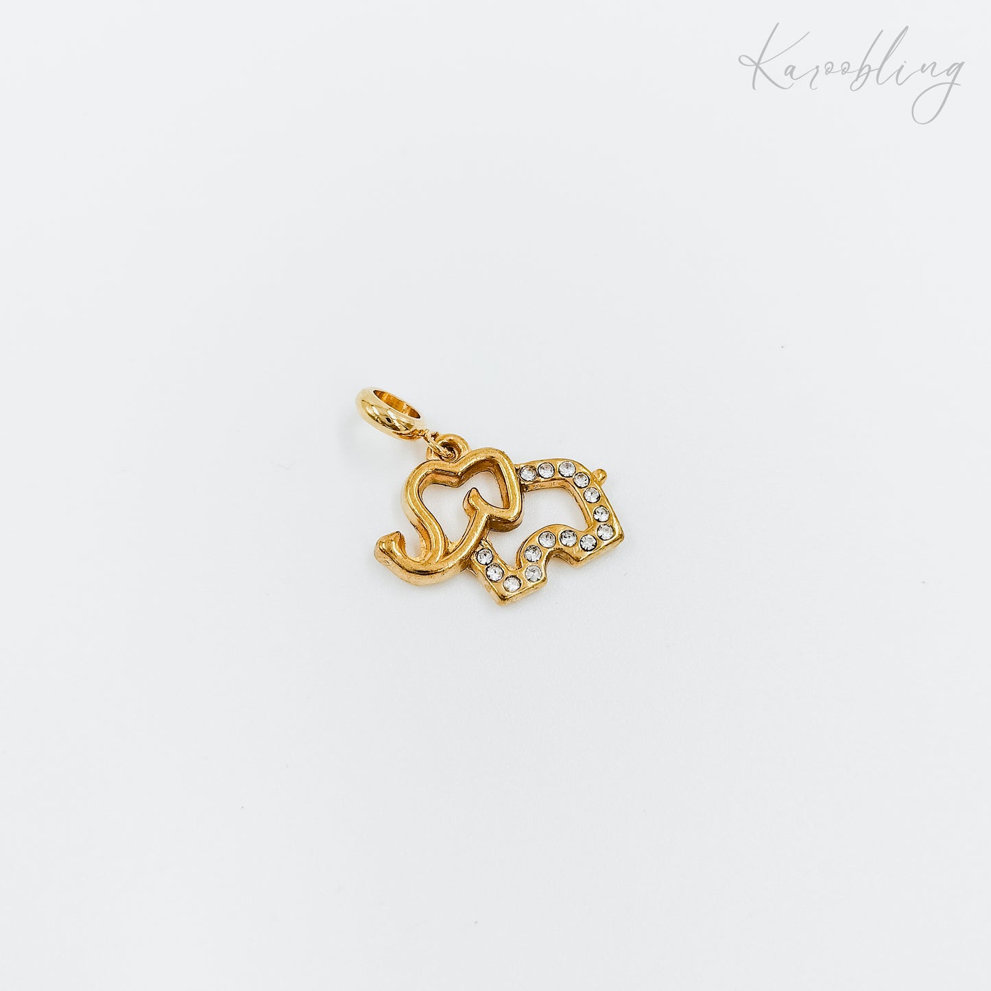 gold plated cz elephant outline charm (water & tarnish proof)