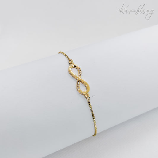 gold plated cz infinity pullcord bracelet