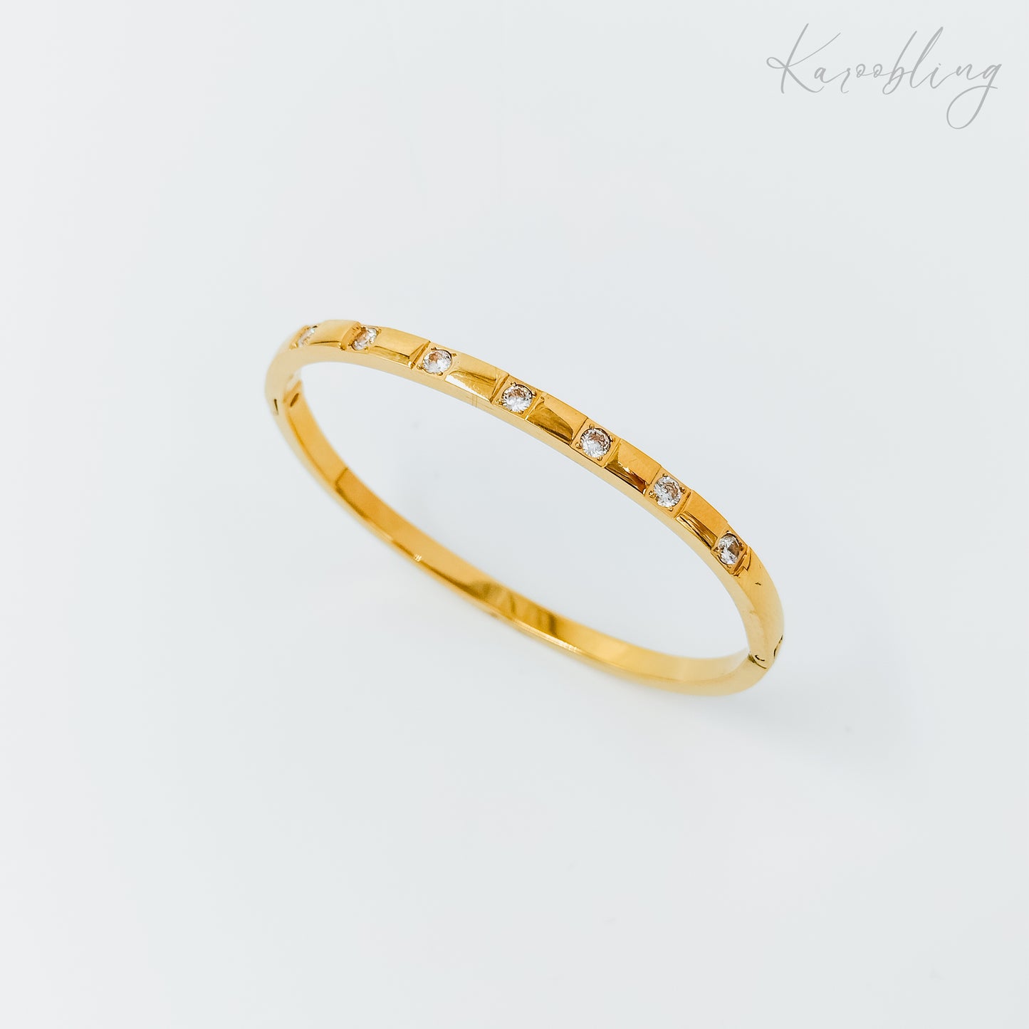 gold plated cz studded cuff bangle (water & tarnish proof)