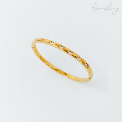 gold plated cz studded cuff bangle (water & tarnish proof)