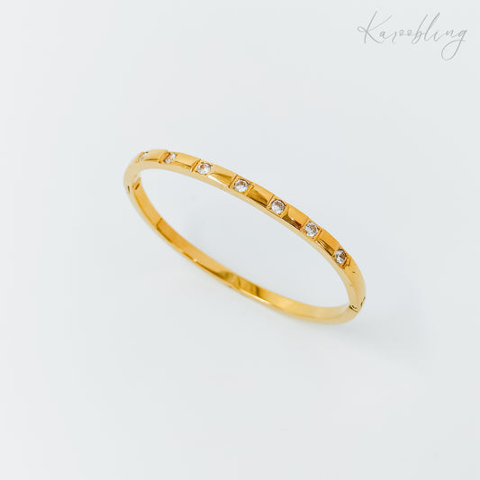 gold plated cz studded cuff bangle (water & tarnish proof)