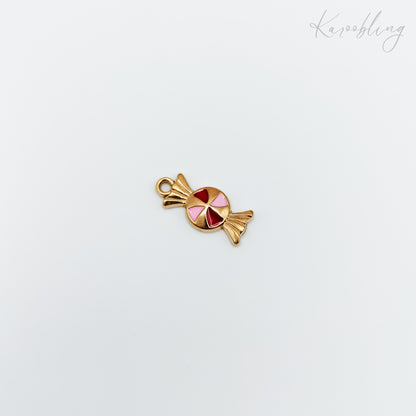 Gold Plated Candy Swirl Charm (water & tarnish proof)