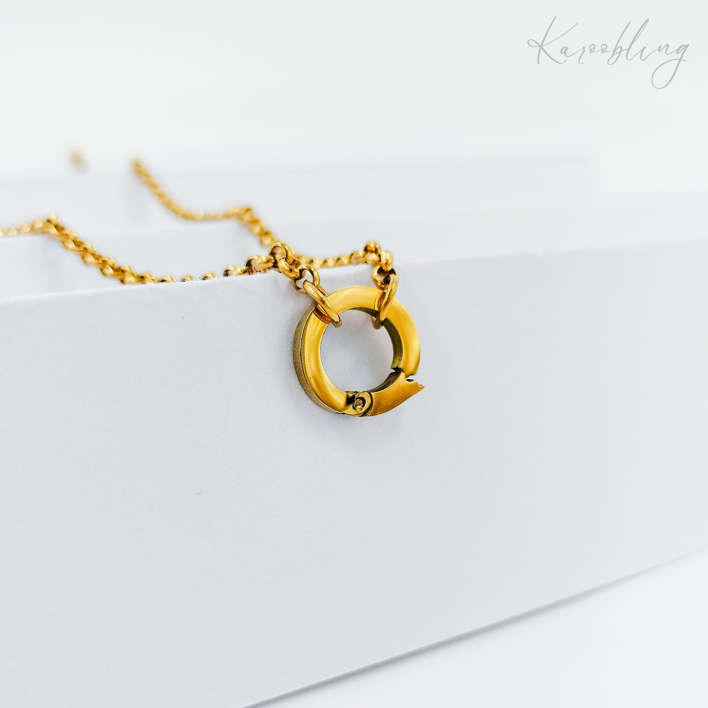 gold plated charm holder necklace (water & tarnish proof)