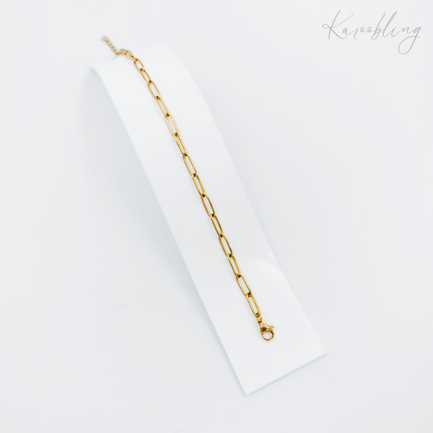 gold plated charm paperclip chain bracelet (water & tarnish proof - Karoobling Jewelry Charm Bar)