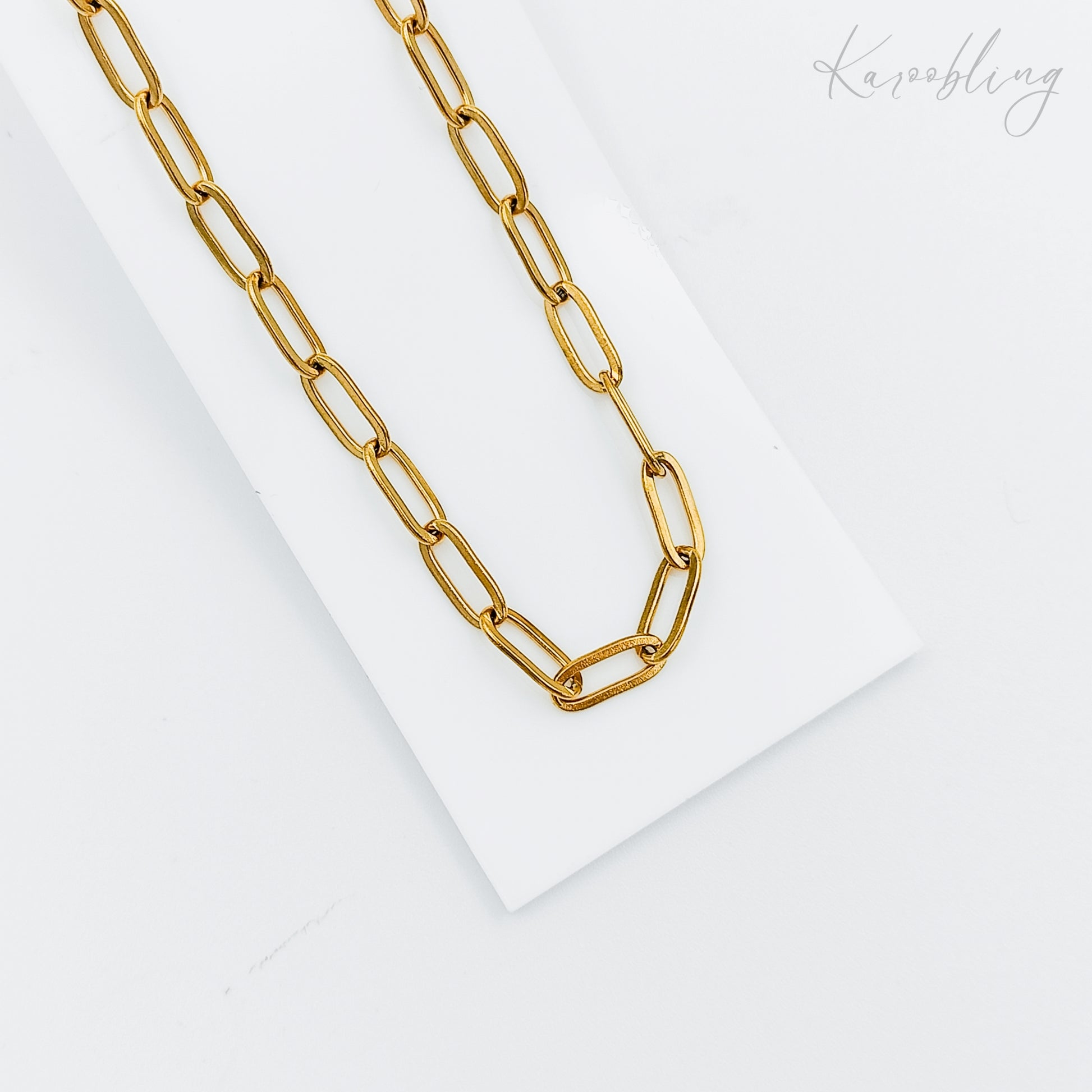 gold plated charm paperclip chain necklace (water & tarnish proof)
