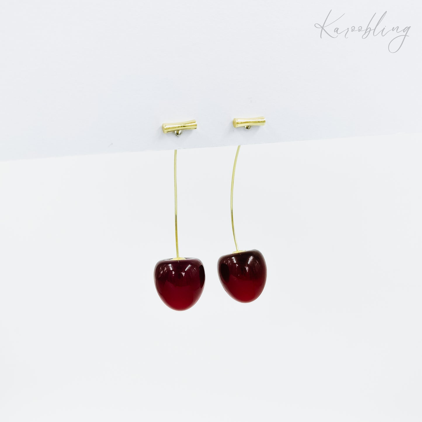 gold plated cherry drop earrings