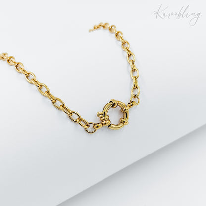 gold plated chunky chain charm necklace (water & tarnish proof)