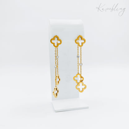 gold plated clover dangle earrings (water & tarnish proof)