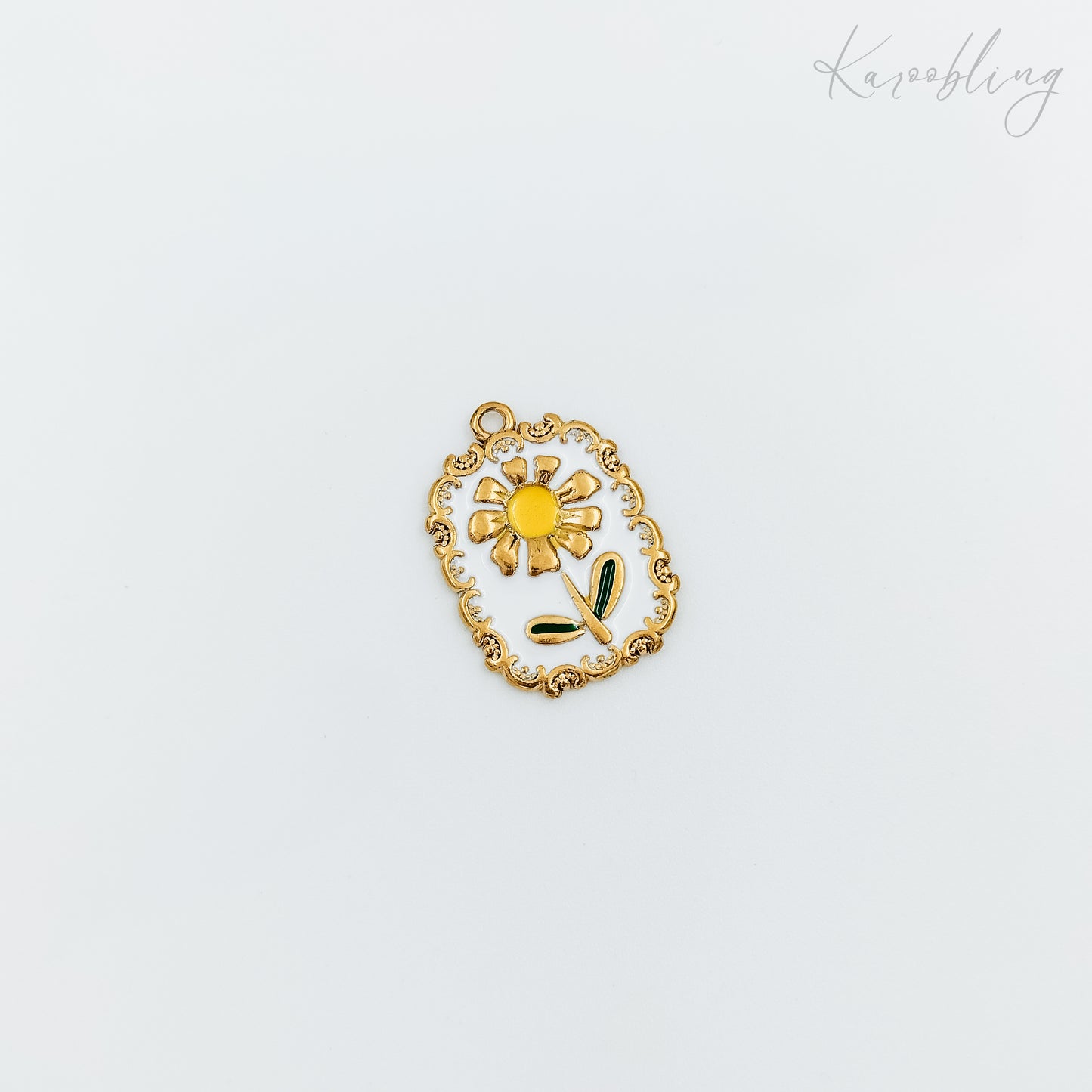 gold plated daisy frame charm (water & tarnish proof)