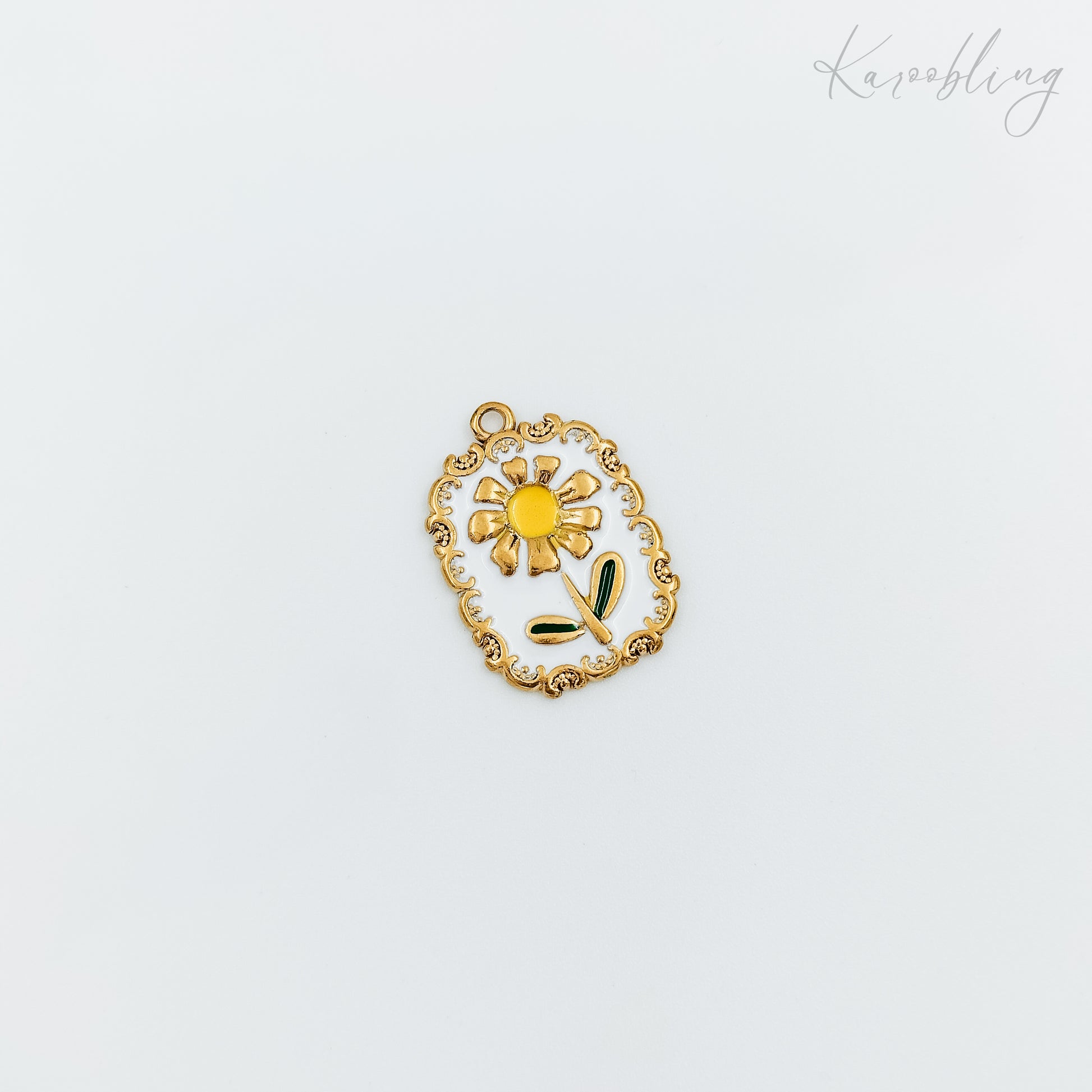gold plated daisy frame charm (water & tarnish proof)