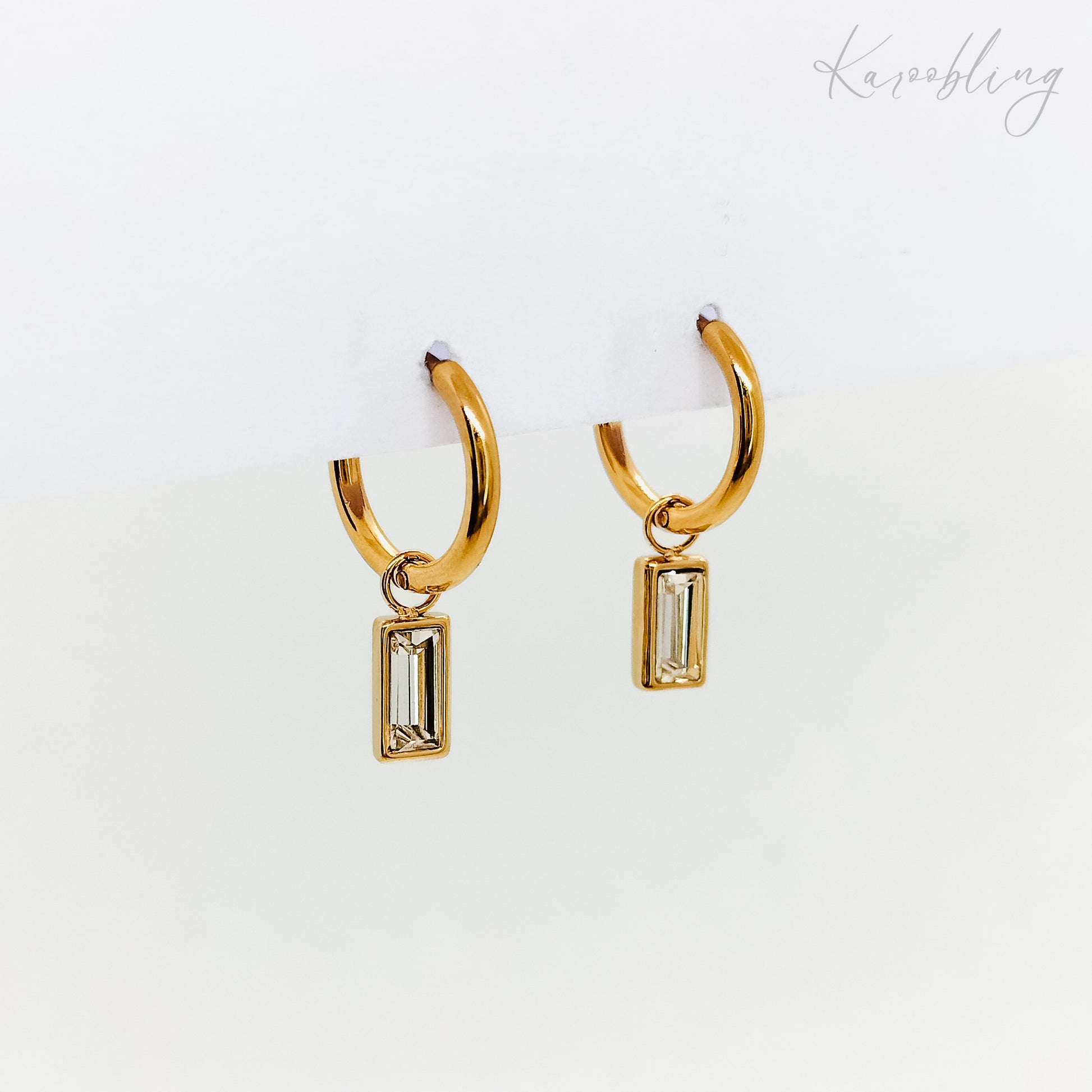 gold plated dangle drop huggie earrings (water & tarnish proof)