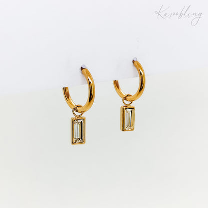 gold plated dangle drop huggie earrings (water & tarnish proof)