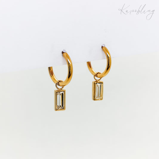 gold plated dangle drop huggie earrings (water & tarnish proof)