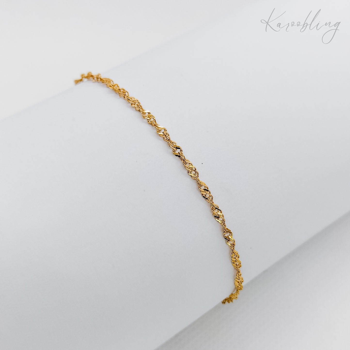 gold plated delicate wave chain bracelet