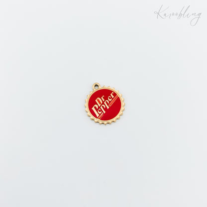 Gold Plated Dr Pepper Bottle Cap Charm (water & tarnish proof)