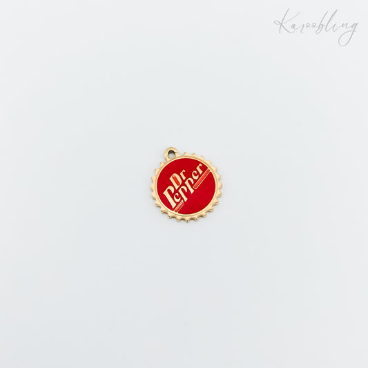Gold Plated Dr Pepper Bottle Cap Charm (water & tarnish proof)