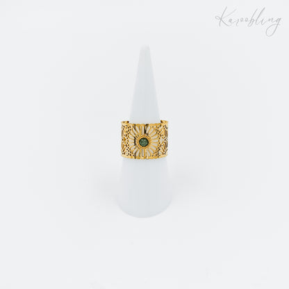 gold plated floral cut out ring (water & tarnish proof)