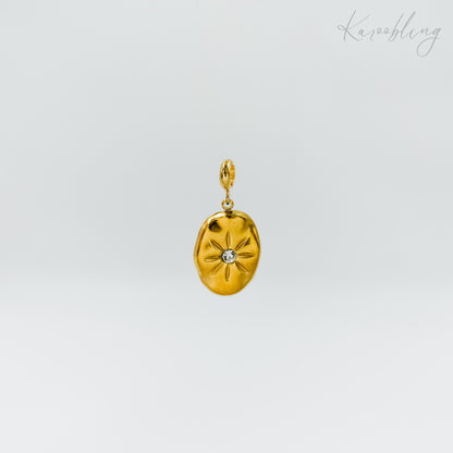 gold plated flower cz charm (water & tarish proof)