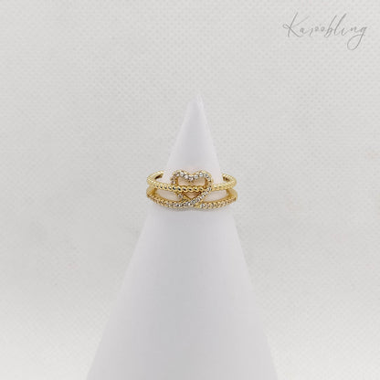 Gold Plated Hearty Double Band Ring