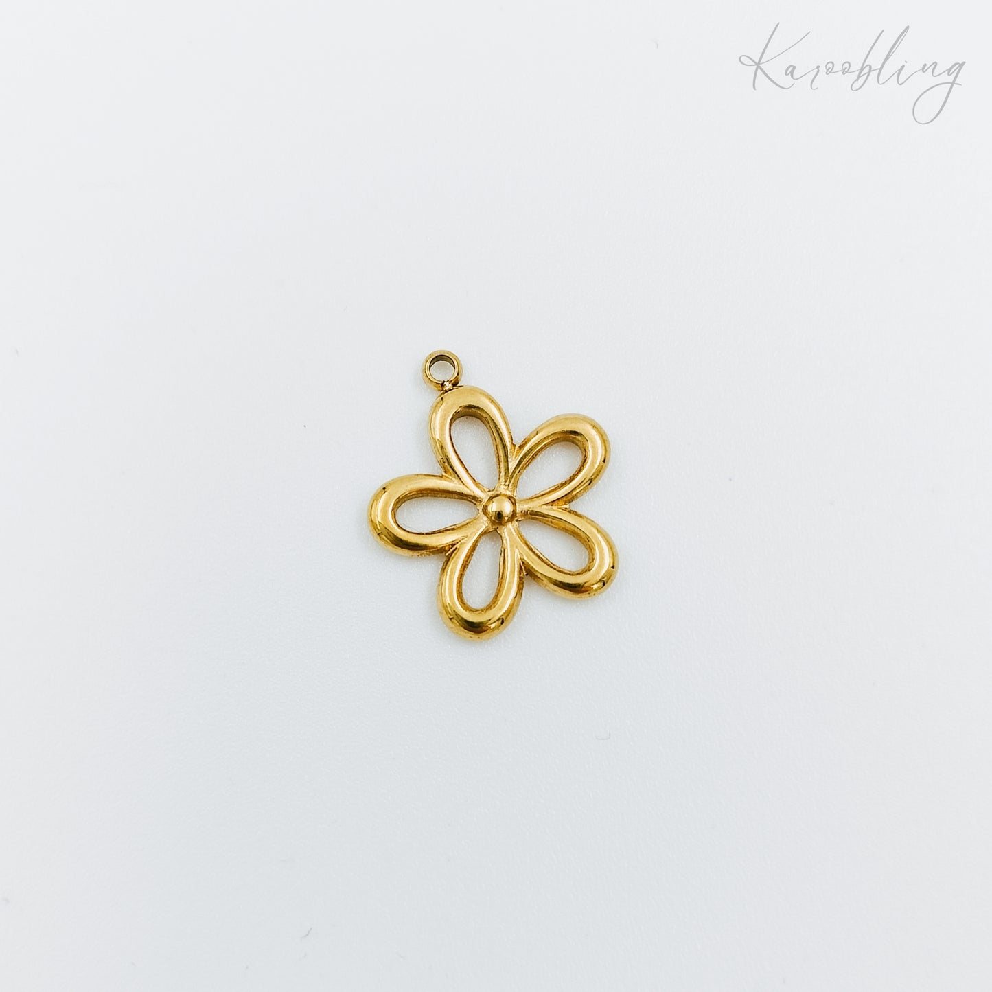 gold plated hollow flower charm (water & tarnish proof)