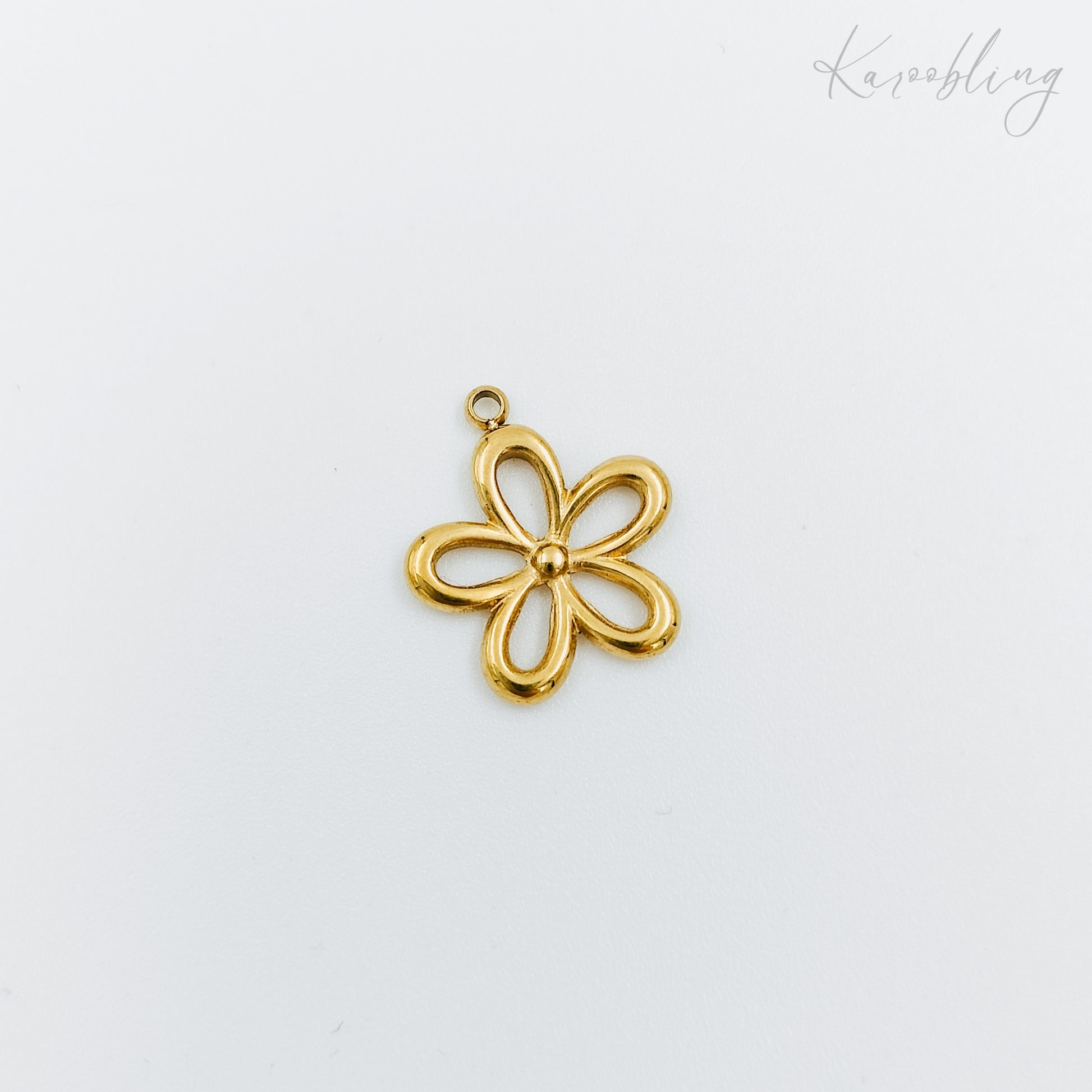gold plated hollow flower charm (water & tarnish proof)