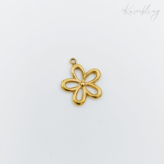 gold plated hollow flower charm (water & tarnish proof)