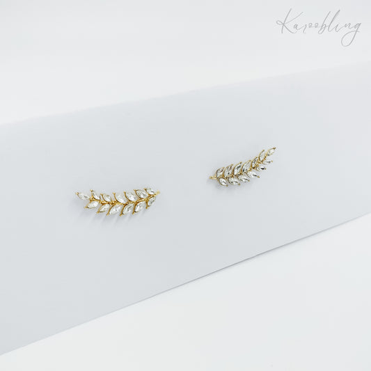 gold plated leaf cuff earrings